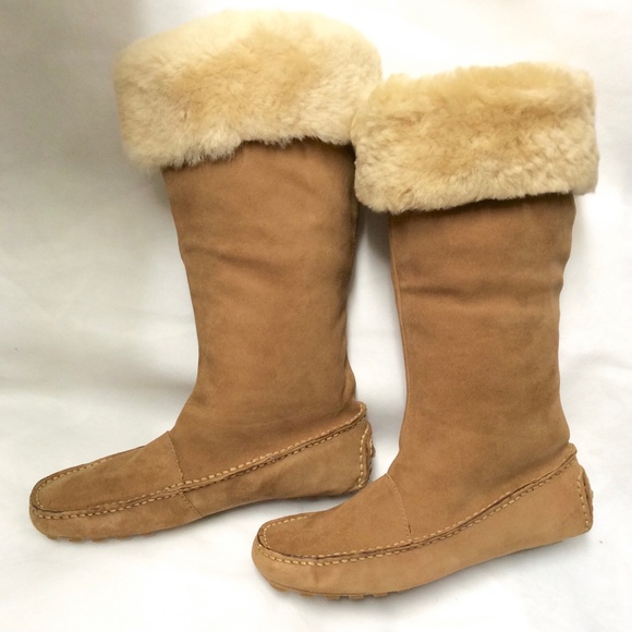 Dexter Tan Camel Shearling Sheepskin Boots Brown Suede Leather Winter Snow Boots - Picture 7 of 13